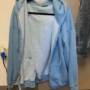 Blue oversized zip up sweatshirt